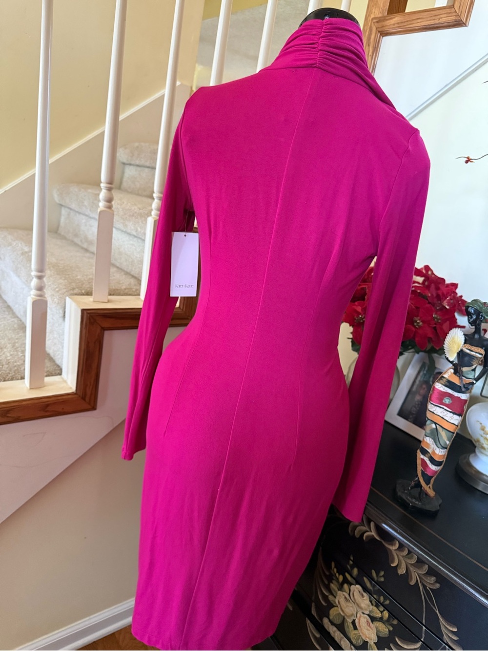 Karen Kane Fuchsia Long-Sleeve Draped Wrap Dress - Women - Picture 4 of 17